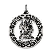 925 Sterling Silver St. Christopher Medal Charm Pendant - 30x38mm 4.45 Grams on sale 925 Sterling Silver St. Christopher Medal Charm Pendant - 30x38mm 4.45 Grams on sale