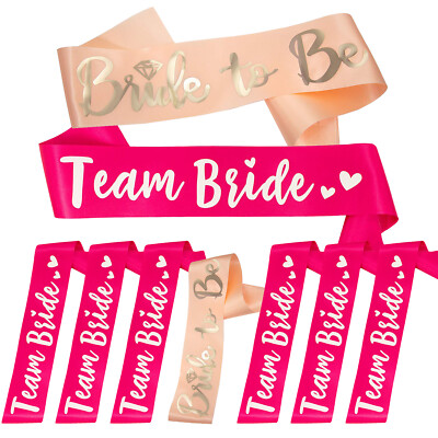 Bride To Be + Team Bride Schärpe Set für Junggesellinnenabschied JGA Pink Lachs