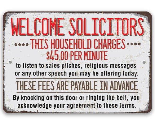 Blechschild - Welcome Solicitors, dieser Haushalt kostet 45 $ pro Minute - langlebig - Bild 1 von 9