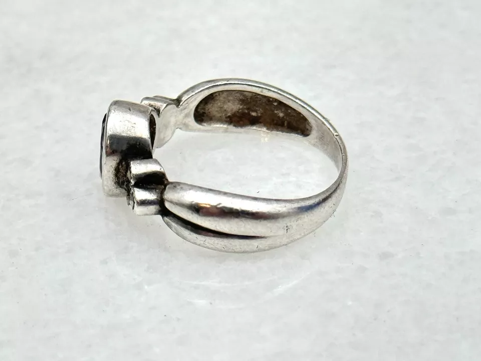 Anillo de cóctel de plata de ley 925 amatista púrpura de diseñador talla 7 Foto 3 de 4
