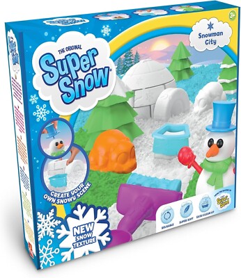 Super Schnee Schneemann City Spielset - 13 Teile & 500g Schnee - Neu Kinder Weihnachten Spielzeug 3+