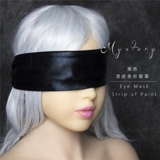 Black Patent Leather Blindfold Eye Mask Cover Sleep Patch Bondage Shade Blackout