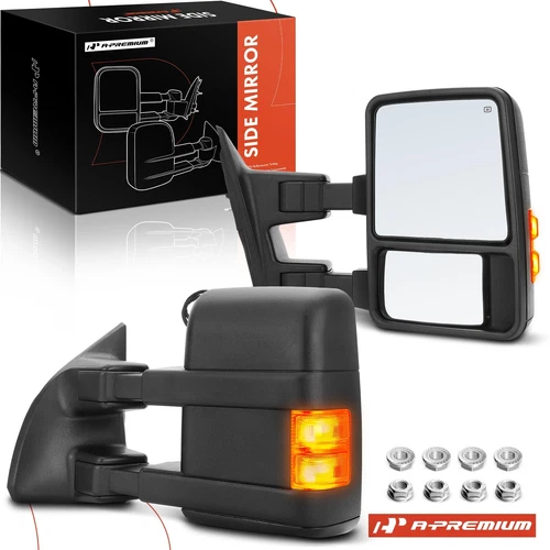 2x LH & RH Black Power Heated Towing Mirror for Ford F-250 Super Duty 2008-2016