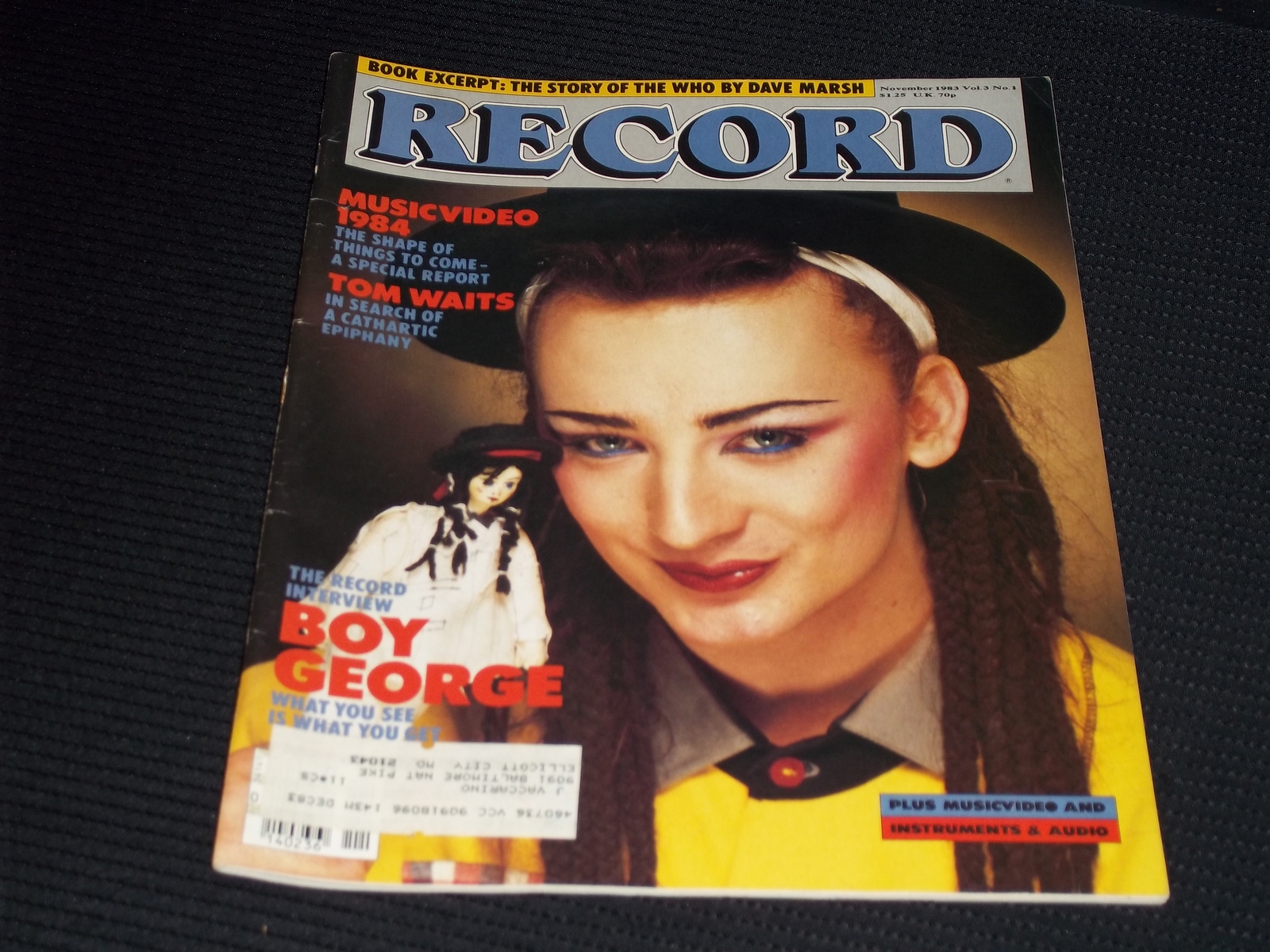 1983 NOVEMBER RECORD MAGAZINE - BOY GEORGE NICE MUSIC FRONT COVER - H 908