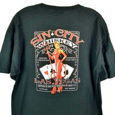 Las Vegas Sin City Whiskey Texas Hold'em T-Shirt, Men's Size M, Sexy Devil Black