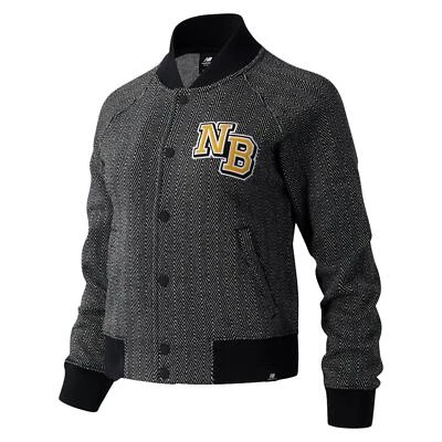 Neue Balance Damen Athletics Varsity Herringbone Bomberjacke College Schwarz XL - Bild 1 von 4
