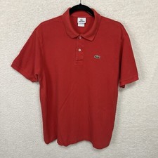 Lacoste Polo Shirt Men  s 7 2XL Red Short Sleeve Crocodile Logo Casual Faded