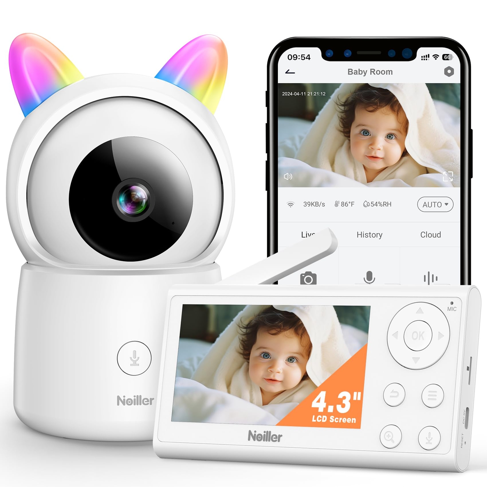 4.3 Inch 1080P Smart WiFi Baby Monitor with Camera and 2.4G Audio  -image