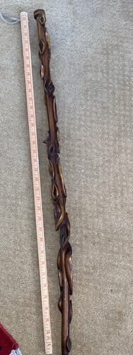 Antique DIAMOND WILLOW WOOD Walking Cane Stick 1856 Bank Upper Panda Handle Coin - Picture 12 of 24