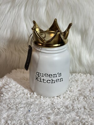 JOSEPH A. QUEEN'S KITCHEN CANISTER WITH CROWN LID WHITE CERAMIC CANISTER NEW