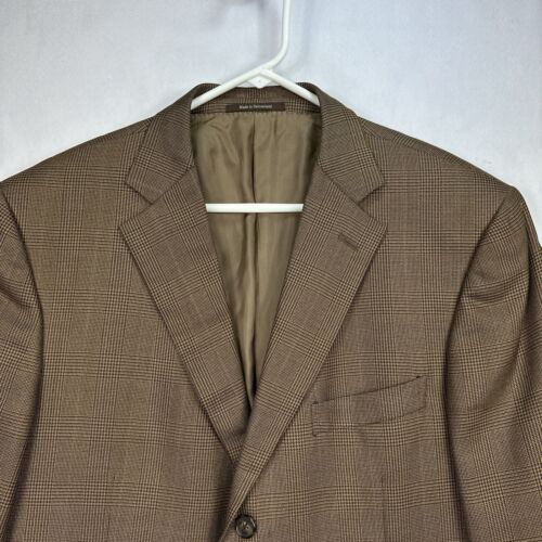 Ermenegildo Zegna Trofeo Silk Mens 42L Brown Plaid Sport Coat 3-Button Blazer
