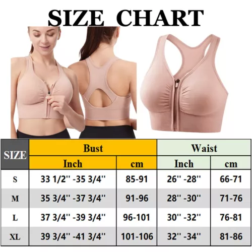 Damen Frontreißverschluss Sport Tank BH bequem & hautfreundlich Racerback Alltag - Bild 19 von 43