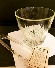 Vintage Princess House Crystal Ice Bucket Shot Glass Style w Tongs + Flowers