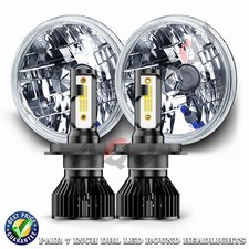 7 Inch Led Glass Headlight Round Original Classic Look Conversion Chrome Pair