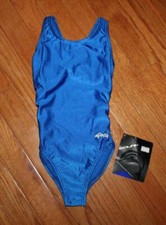 NWT Dolfin Swim Tank Swimsuit One Piece Bathing Suit Girl's Size 22 Royal Blue