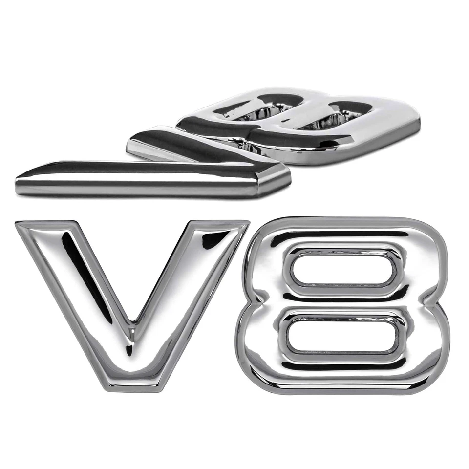V8 Emblem Zeichen Chrom Schriftzug 3D Logo Auto Aufkleber Tuning Sticker Metall - Bild 4 von 4