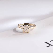 1 Ct Emerald Cut IGI Certified Lab Grown Diamond Bezel Set Ring 14k Yellow Gold