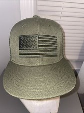 American Flag 6 Panel Adjustable Green Snapback Trucker Mesh Hat