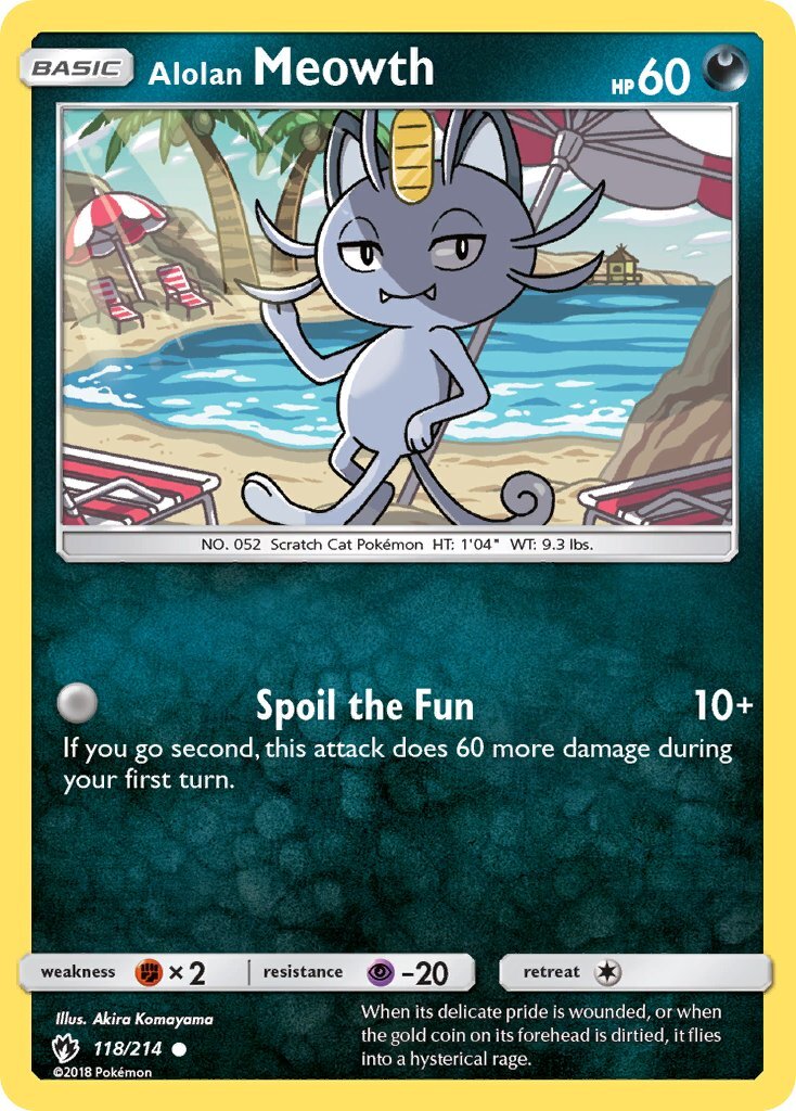 Alolan Meowth Lost Thunder 118/214 Reverse Holo Pokemon Card