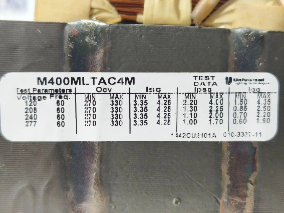 TECNOLOGÍAS DE ILUMINACIÓN UNIVERSAL M400MLTAC4M 400W 120/277V BALASTRO DE HALOGENUROS METÁLICOS Foto 4 de 4