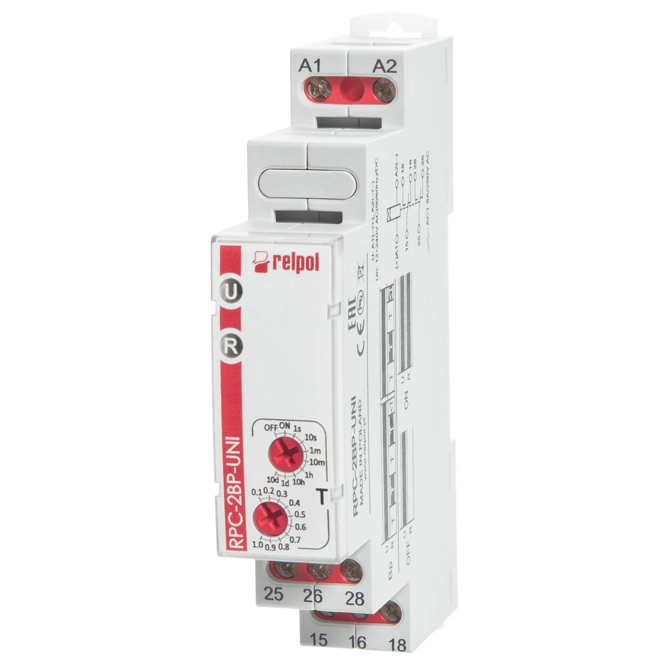 2P time relay 1sec-10 days 12-240V AC/DC 50/60Hz 863198
