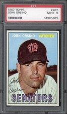 1967 Topps John Orsino #207 PSA 9 Mint Washington Senators 
