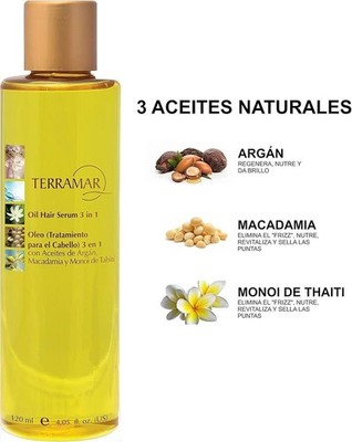 Terramar 3-in-1 Hair Oil 120ml  (4.06oz) Argan & Monoi Anti-Frizz Shine Repair