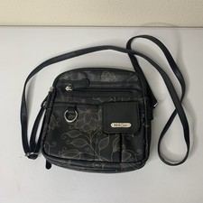 MultiSac Black Floral Zip Around Crossbody Bag Multiple Pockets Travel Purse