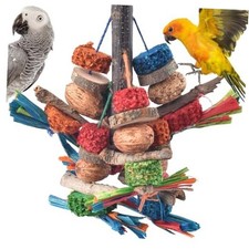 Bird Chew Toys, Natural Bark Corncob Nuts Parrot Toys and Treats for Conure