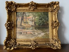 HUILE SUR TOILE SIGNEE ARMAND GUERY LE MOULIN DE TOUPET A VOUZIERS ARDENNES 1905