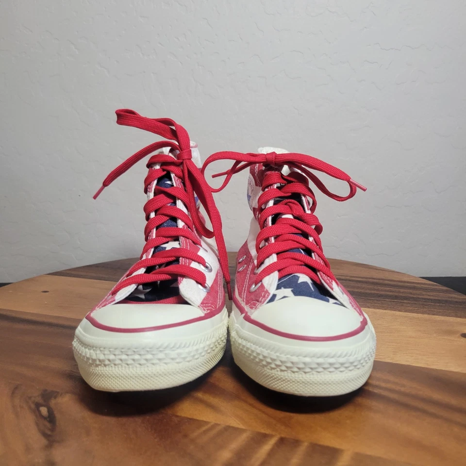 Vintage bandiera americana Converse All Star Chuck Taylors made in USA taglia M 5,5 W 7 - Immagine 4 di 4
