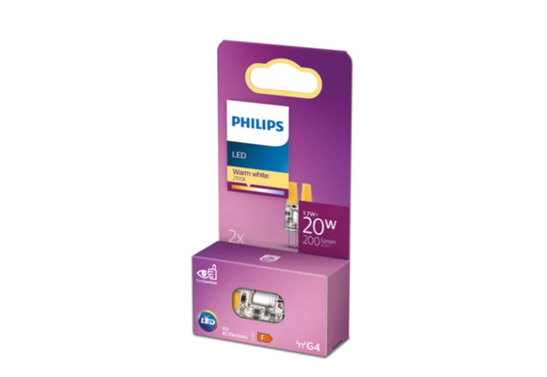2X Philips Brenner Cob Led Leuchtmittel Stiftsockellampe 1,7W=20W G4 200Lm 2700K-image