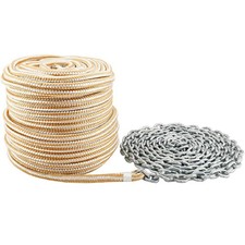 3/8 Inch x 100 Feet Double Braid Nylon Rope with 1/4 Inch x 15 Feet Galvanized