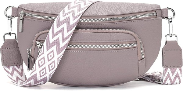 Bauchtasche Damen Klein Beige UmhäNgetasche Veganes Leder GüRteltasche-image