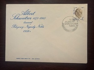 POLAND FDC COVER 1986 YEAR DOCTOR SCHWEITZER NOBEL PRIZE HEALTH MEDICINE STAMPS