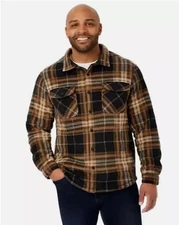 NWT Member's Mark Men's Relaxed Fit Shacket Chocolate Plaid Medium