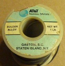 1 LB. 2 OZ. AT&T SOLDER ALLOY NASSAU COPPER CORE 1/16" LEAD LASHING WIRE .069