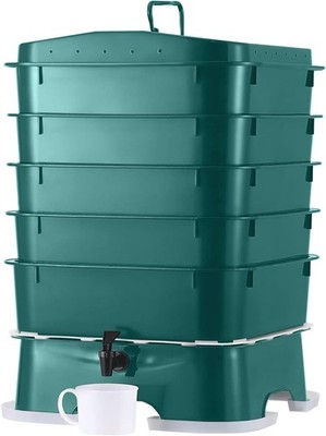 VermiHut Plus 5 Tray Worm Compost Bin Dark Green