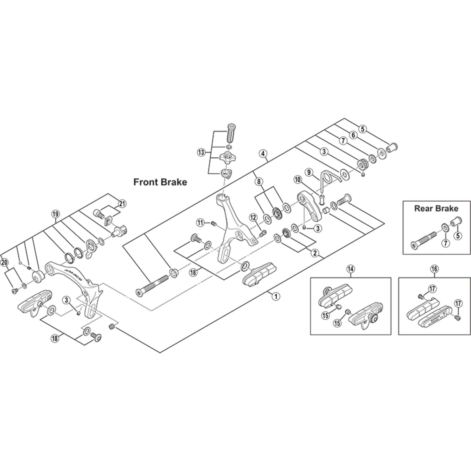 Shimano Spares BR-7700 quick release fixing bolt and washer, M4 x 4.8 mm