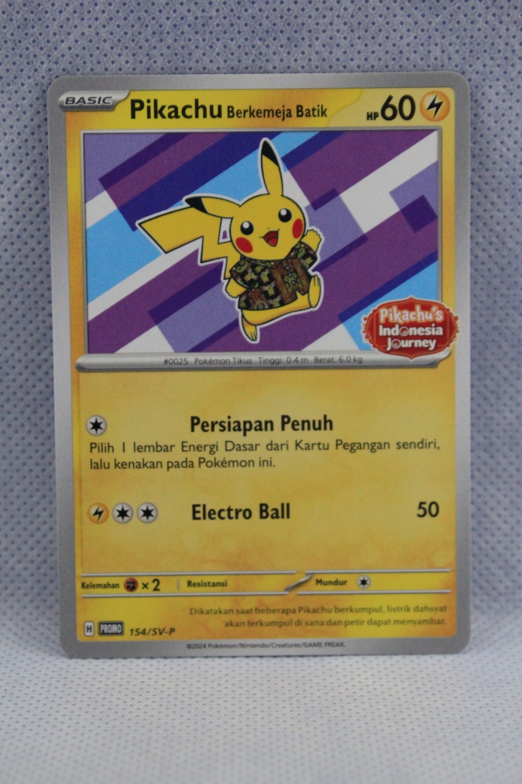 Pokemon Promo Indonesia Pikachu Lila Batik  154/SV-P  Stamped  Indonesia Journey