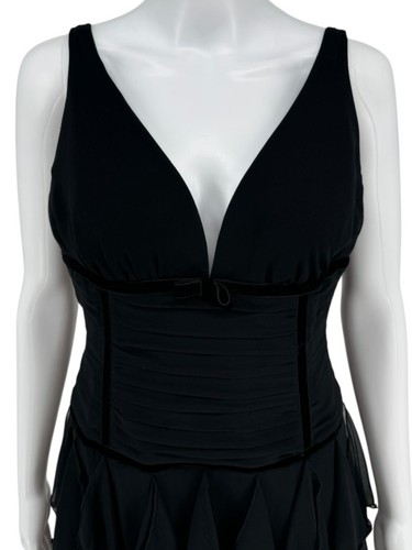Vestido Pamella Roland negro de gasa en capas - talla 8 - Imagen 10 de 11