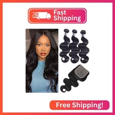 Brazilian Body Wave Hair 3 Bundles with T part lace Closure Middle Part,Brazilia