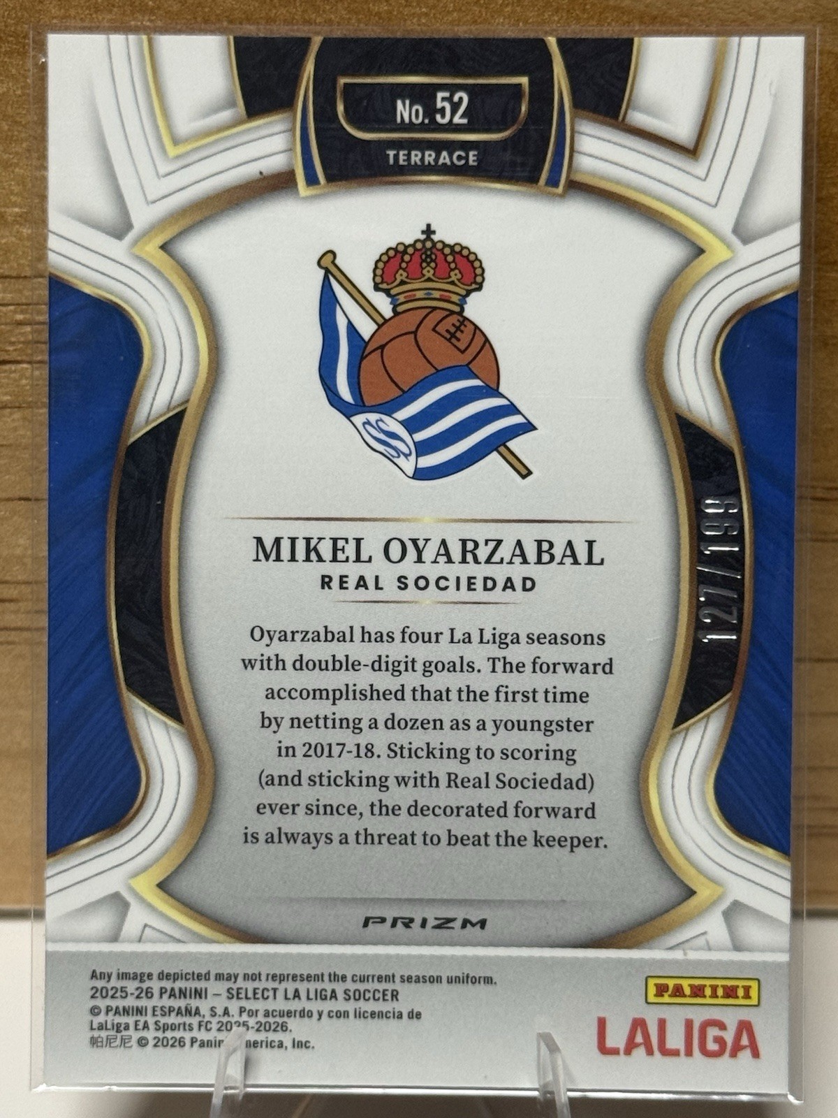 Panini Select LaLiga Mikel Oyarzabal Real Sociedad Terrace #52 Prizm Orange /199 view 2