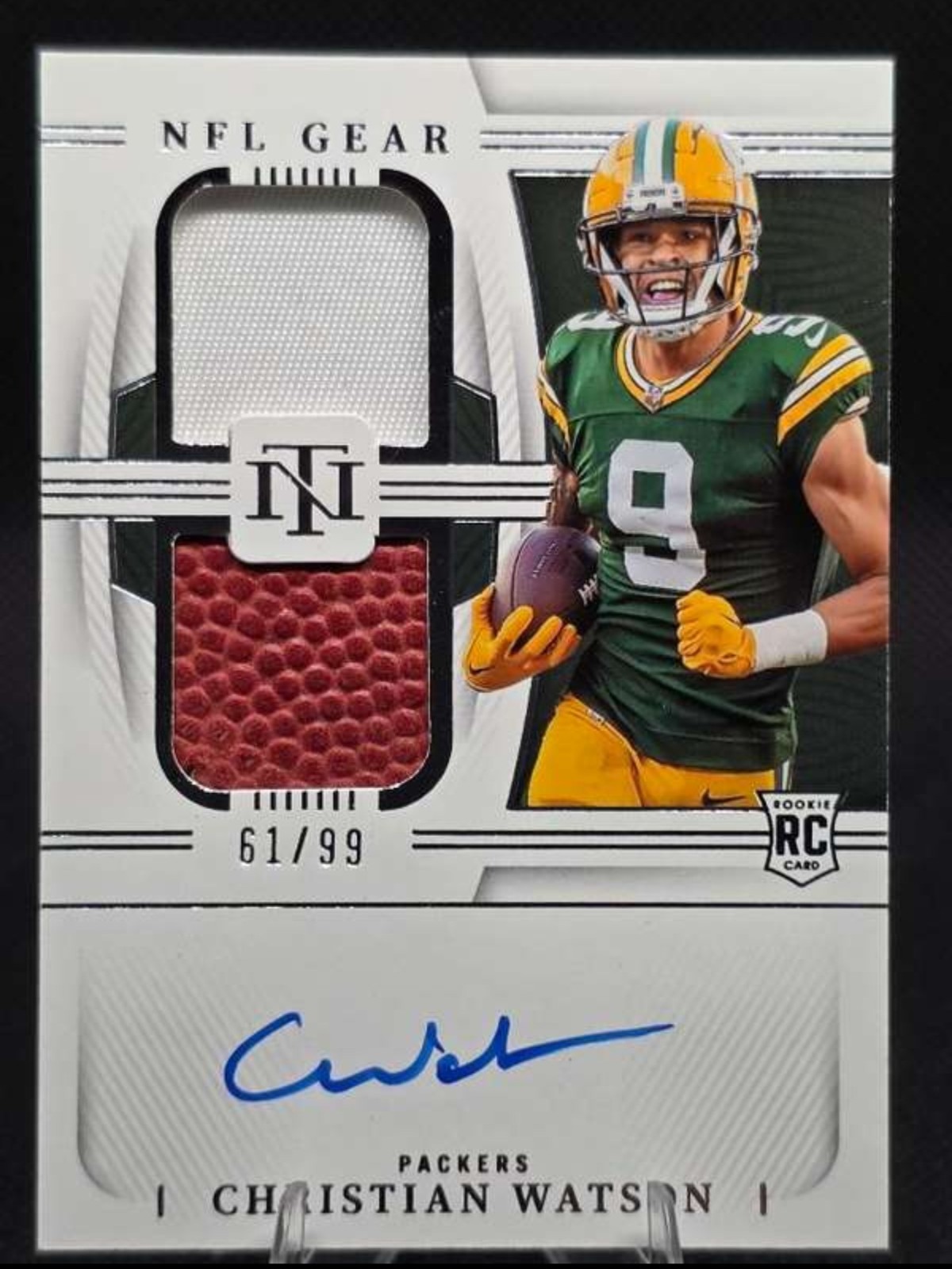 Christian Watson Panini National Treasures Rookie NFL Gear Signature Combos #CW Base