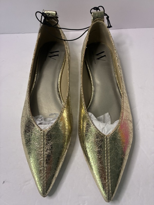 Worthington Vivianne Gold Metallic Pointed Flat Shoes Womens 8 NEW