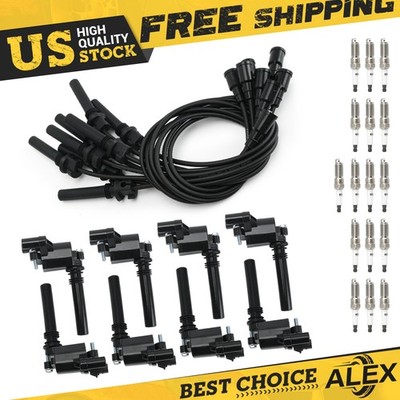 For 03-05 Dodge Jeep 5.7L V8 UF378 Ignition Coils Iridium Spark Plugs+ Wires Kit