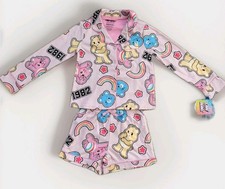 Care Bear pajamas long sleeve sleepwear 2 piece girls size small 6 pink rainbow