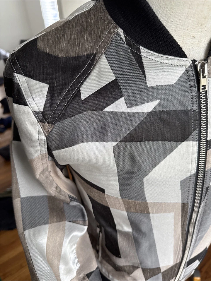Frere Men's Geometric Bomber Jacket Custom Size S Chest 38 - Image 3 of 4