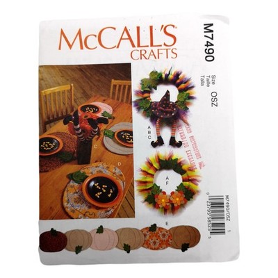 McCalls Crafts Pattern M7490 Halloween Thanksgiving Turkey Placemats Sew Uncut