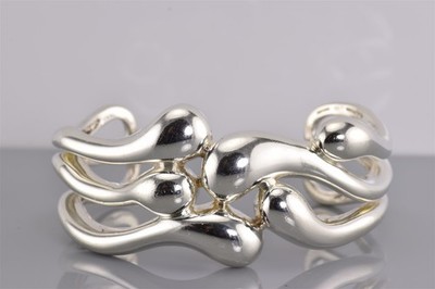 RLM Studio Sterlingsilber gewellt Modernist Statement Manschette 925 Armband 53 g 6,25''